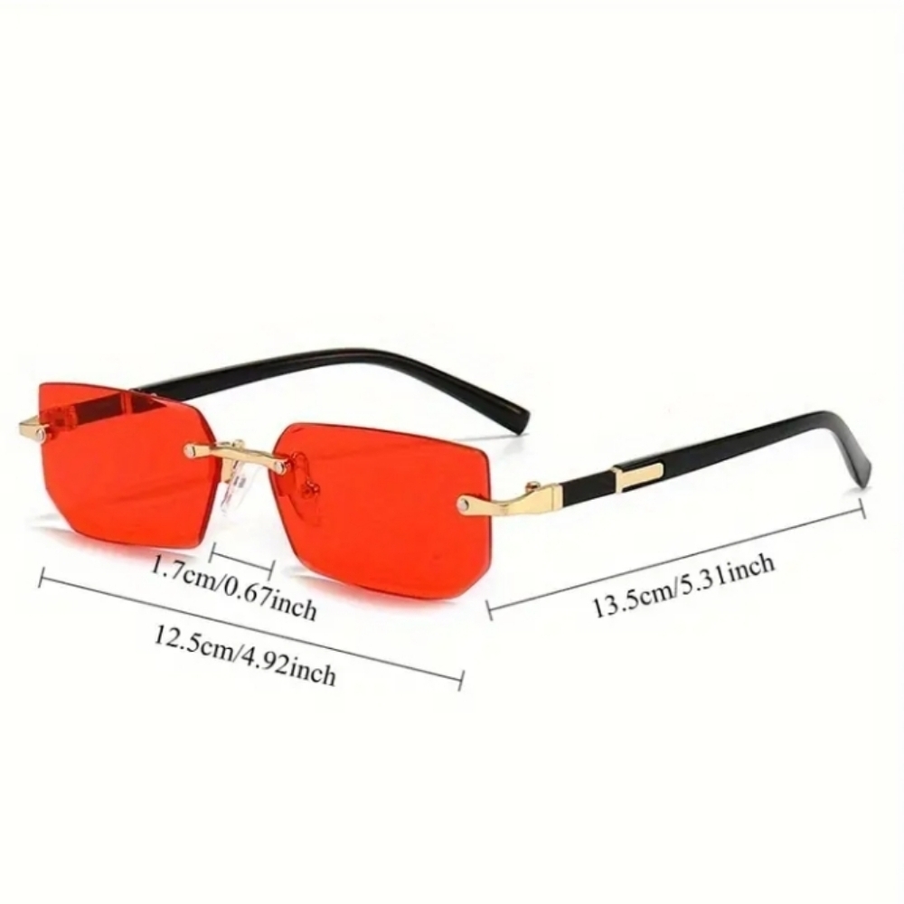 Stylish Rimless Red Sunglasses - Picture 4 of 4